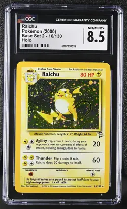 CGC 8.5 Raichu 2000 Base Set 2 16/130 Holo SWIRL Pokemon Card psa - Image 1