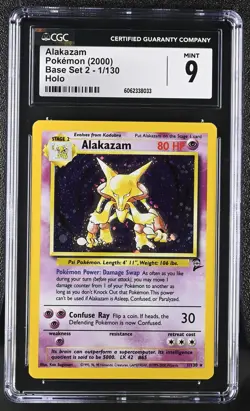 CGC 9 MINT Alakazam 2000 Base Set 2 1/130 Holo Pokemon Card psa - Image 1