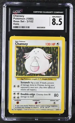 CGC 8.5 Chansey 1999 Base Set 3/102 Holo Pokemon Card psa - Image 1