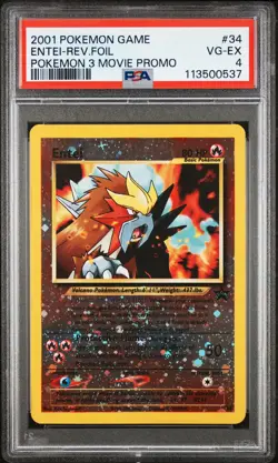 2001 POKEMON GAME MOVIE POKEMON 3 MOVIE PROMO #34 ENTEI-REVERSE FOIL PSA 4 - Image 1