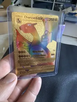 Pokemon Gold Foil Fan Art Card CHARIZARD GX 250HP 150/147 Rainbow - Image 3