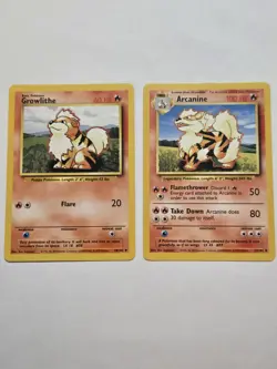 Arcanine 23/102 and Growlithe 28/102 Base Set 1999 Pokemon Lot Of 2 Cards - Image 1