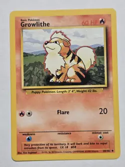 Arcanine 23/102 and Growlithe 28/102 Base Set 1999 Pokemon Lot Of 2 Cards - Image 3
