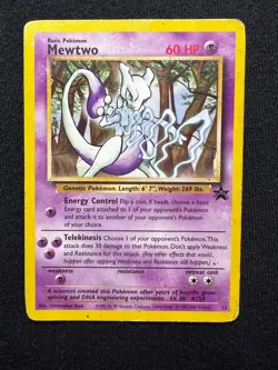 Pokemon Mewtwo Black Star Promo 12 WOTC Christopher Rush English 2000 - Image 1