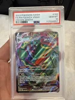 2023 Pokemon Sword & Shield Crown Zenith Rayquaza VMAX #102 PSA 10 GEM MINT - Image 1