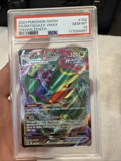2023 Pokemon Sword & Shield Crown Zenith Rayquaza VMAX #102 PSA 10 GEM MINT - Image 2