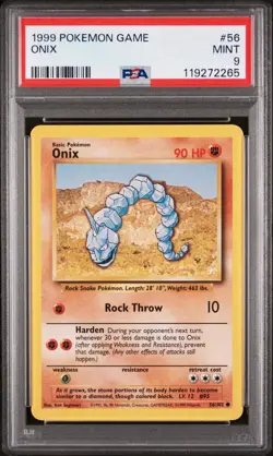 PSA 9 - Onix 56/102 Base Set Common Pokemon TCG 1999 Unlimited - Image 1