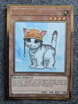 YUGIOH RESCUE CAT 1ST EDITION PREMIUM GOLD RARE#MGED-EN006 NM - Image 1