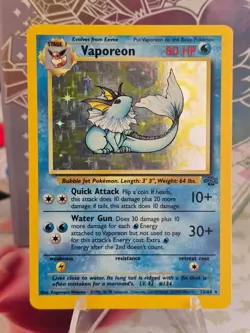 Vaporeon 12/64 1st Edition Jungle Holo Rare Pokemon TCG Vintage Card MP - Image 1