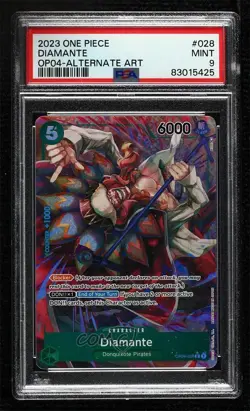 2023 One Piece Card Game: Kingdoms of Intrigue OP04 Diamante PSA 9 MINT - Image 1