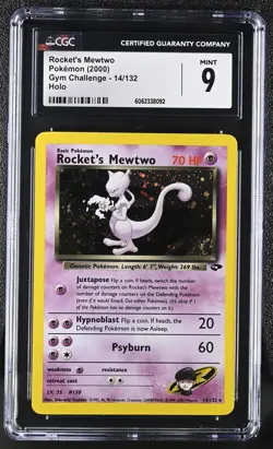 CGC 9 MINT Rocket's Mewtwo 2000 Gym Challenge 14/132 Holo Pokemon Card - Image 1