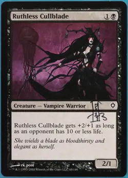 Ruthless Cullblade Worldwake NM Black Common SIGNED CARD (410770) ABUGames - Image 1