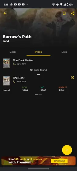 MTG Magic the Gathering Sorrow's Path the Dark NM Condition - Image 3