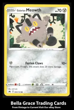 Galarian Meowth #084/159 Common Crown Zenith Pokemon TCG - Image 1