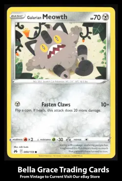 Galarian Meowth #084/159 Common Crown Zenith Pokemon TCG - Image 1