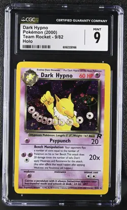 CGC 9 MINT Dark Hypno 2000 Team Rocket 9/82 Holo Pokemon Card psa - Image 1