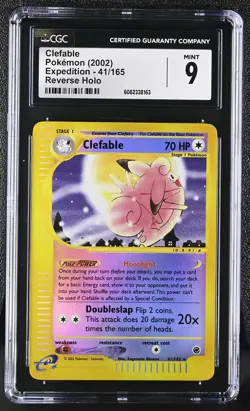 CGC 9 MINT Clefable 2002 Expedition 41/165 Reverse Holo Pokemon Card psa - Image 1