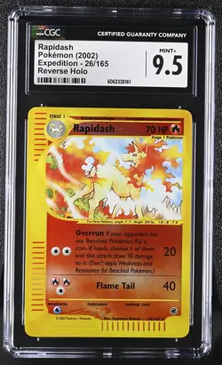 CGC 9.5 MINT+ Rapidash 2002 Expedition 26/165 Reverse Holo Pokemon Card psa - Image 1