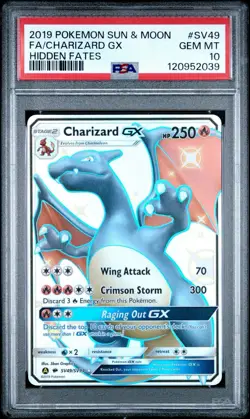 PSA 10 GEM MINT Charizard GX SV49/SV94 Hidden Fates Holo Pokemon Card - Image 1