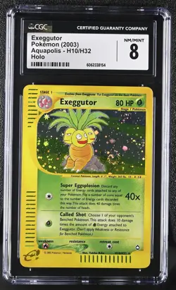 CGC 8 Exeggutor 2003 Aquapolis H10/H32 Holo SWIRL Pokemon Card psa - Image 1