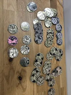 Lot of 60 Official Pokemon TCG Coins Rare Pink Purple Mew Charizard Bulbasaur - Image 1