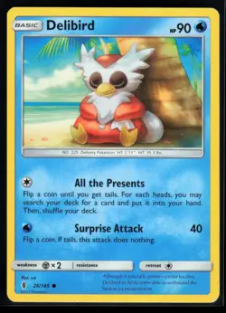 2017 Sun & Moon - Guardians Rising Delibird #26 Non Holo Pokemon Card - Image 1