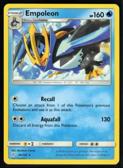 2019 Sun & Moon - Cosmic Eclipse Empoleon #56 Non Holo Rare Pokemon Card - Image 1