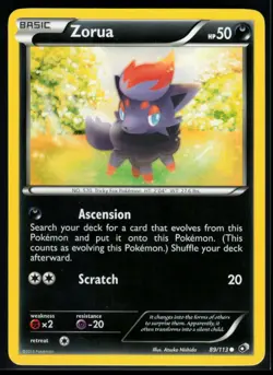 2013 Black & White - Legendary Treasures Zorua #89 Non Holo Pokemon Card - Image 1
