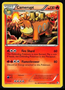 2012 Black & White - Boundaries Crossed Camerupt #22 Non Holo Rare Pokemon Card - Image 1