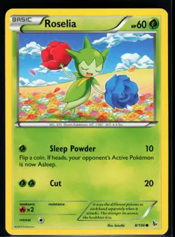 2014 XY - Flashfire Roselia #8 Non Holo Pokemon Card - Image 1