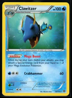 2016 XY - Steam Siege Clawitzer #34 Non Holo Rare Pokemon Card - Image 1