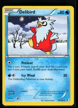 2012 Black & White - Boundaries Crossed Delibird #38 Non Holo Pokemon Card - Image 1