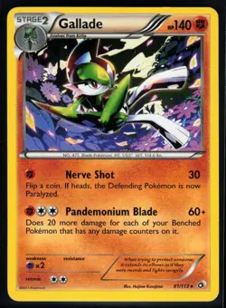 2013 Black & White - Legendary Treasures Gallade #81 Non Holo Rare Pokemon Card - Image 1