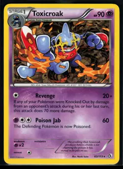 2013 Black & White - Legendary Treasures Toxicroak #63 Non Holo Rare Pokemon - Image 1