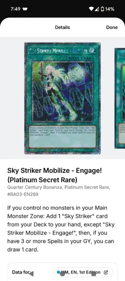 Sky Stiker Mobilize - Engage! Platinum Secret RA03 NM Yugioh - Image 3