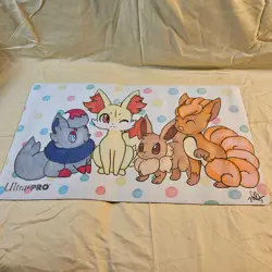 Unique Pokemon Card Game Playmat Eevee Vulpix Fennekin Zorua Customized UltraPro - Image 1