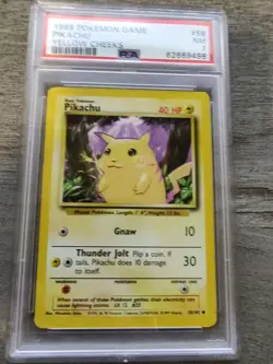 1999 POKEMON BASE SET UNLIMITED YELLOW CHEEKS #58 PIKACHU PSA 7 - Image 1