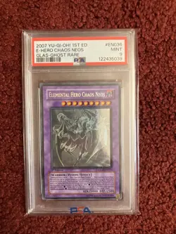 YUGIOH 1ST ED GLAS-EN036 ELEMENTAL HERO CHAOS NEOS GHOST PSA 9 MINT #68523747 - Image 1