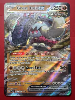 Pokemon Card Great Tusk EX 053/091 Paldean Fates Holo NM - Image 1
