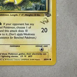 Pokemon W Stamp 1st Edition Pikachu 60/64 Jungle Set WOTC Gold Stamp Promo Card - Image 4