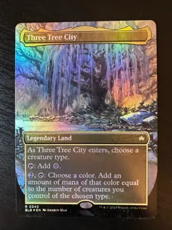 Three Tree City (Borderless) (0340) Bloomburrow Foil MTG Lightly Played - Image 1