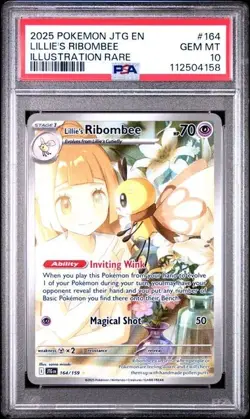 Pokemon Lillie's Ribombee Journey Together Illustration Rare #164 PSA 10 - Image 1