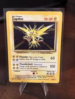Zapdos 16/102 Pokemon Card Holo Base Set WOTC 1999 LP Rare - Image 1