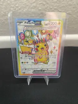 Pokemon TCG Pikachu EX Ultra Rare Holo Card 219/191 Surging Sparks - Image 1