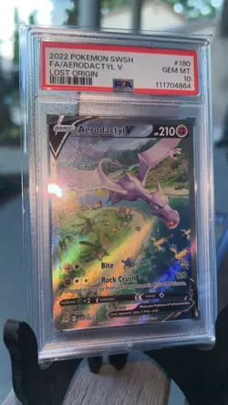 Aerodactyl V 180/196 PSA 10 Lost Origin Pokemon Card MINT - Image 1