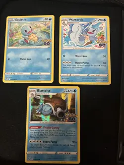 Squirtle Wartortle Blastoise Pokemon Go Card 2022 Evolution Line Holo Rare NM/LP - Image 1
