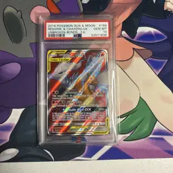 PSA 10 GEM MINT Reshiram & Charizard GX 194/214 FULL ART Pokemon Card CS7-413 - Image 1