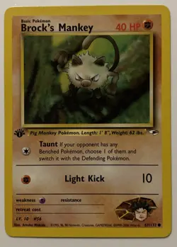 BROCK'S MANKEY 67/132 1st Edition Gym Heroes WOTC Pokemon Card MINT UNPLAYED - Image 1