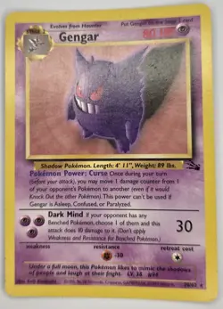 Pokemon WOTC Card - Gengar - Fossil Set - Non-Holo Rare - 20/62 - Image 1