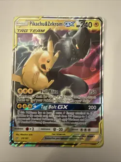 Pokemon Pikachu & Zekrom GX - 33/181 - ULTRA RARE Holo-Team Up Sun And Moon - Image 1